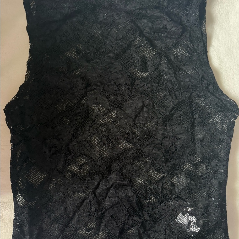 Black Lace Sleeveless Top